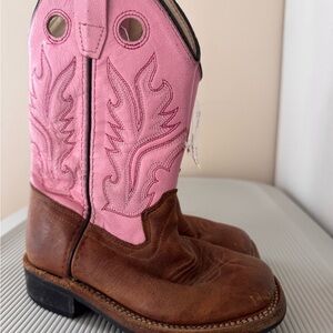 Old West Pink and Brown Kids Boots
